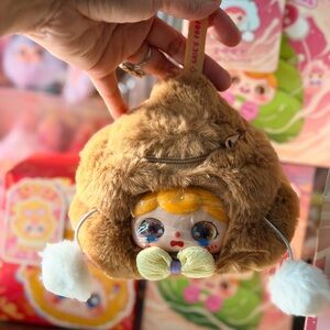 Cute Brown Plush Bag with Doll Face